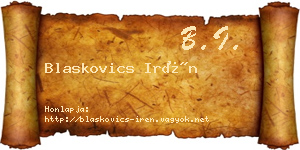 Blaskovics Irén névjegykártya