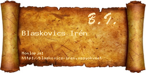 Blaskovics Irén névjegykártya